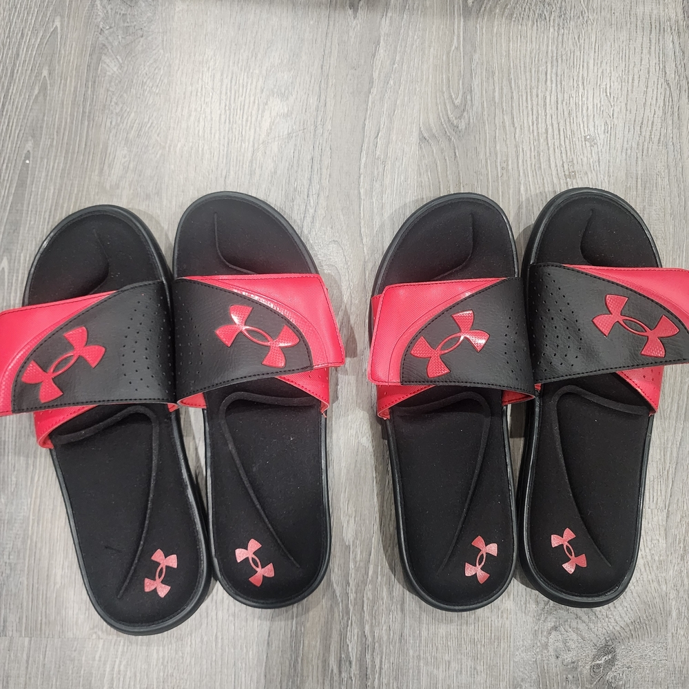 Under Armour Red and Black Slip-Ons